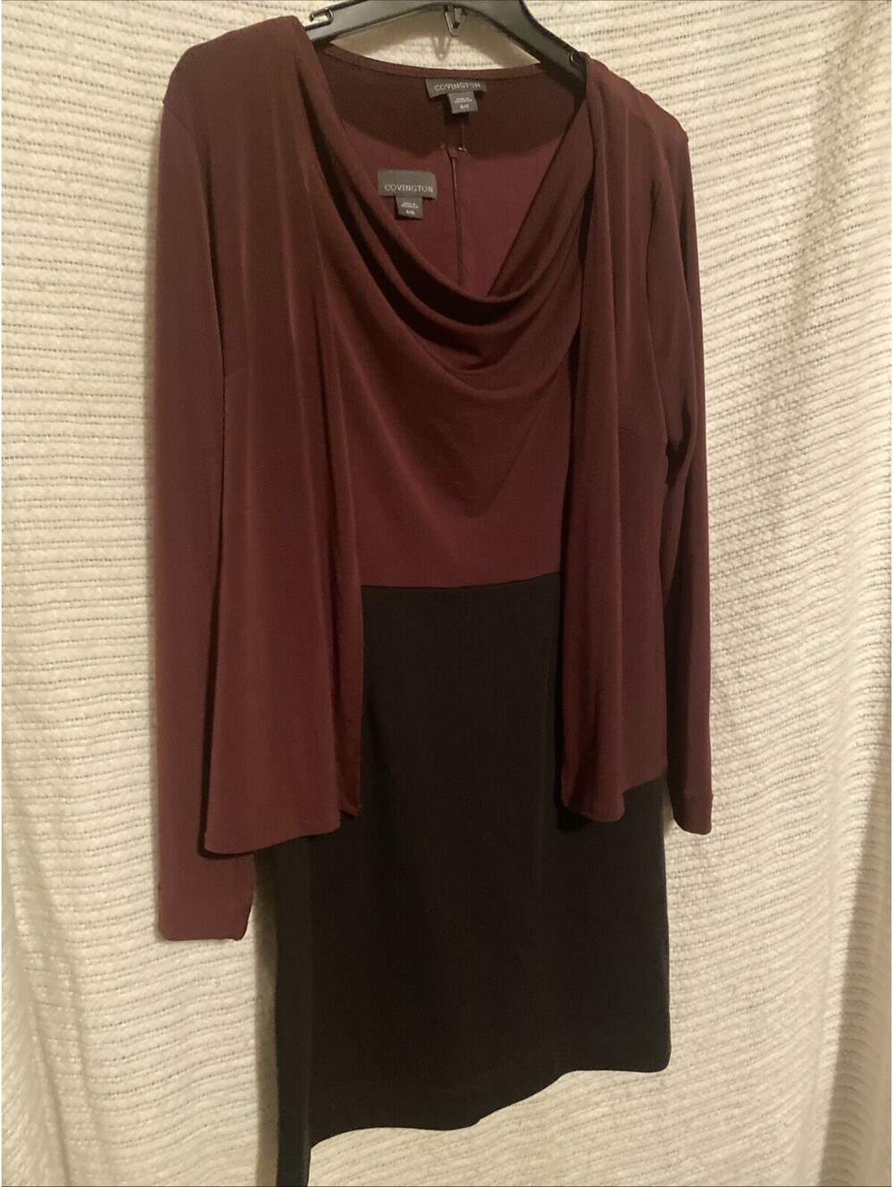 Covington Dress Sleeveless with Jacket Burgundy Black Stretch Size S